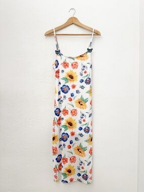 Mesh Floral Print Midi Dress